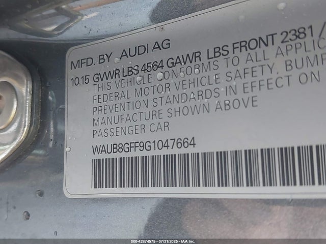 2016 AUDI A3 WAUB8GFF9G1047664 Photo 8