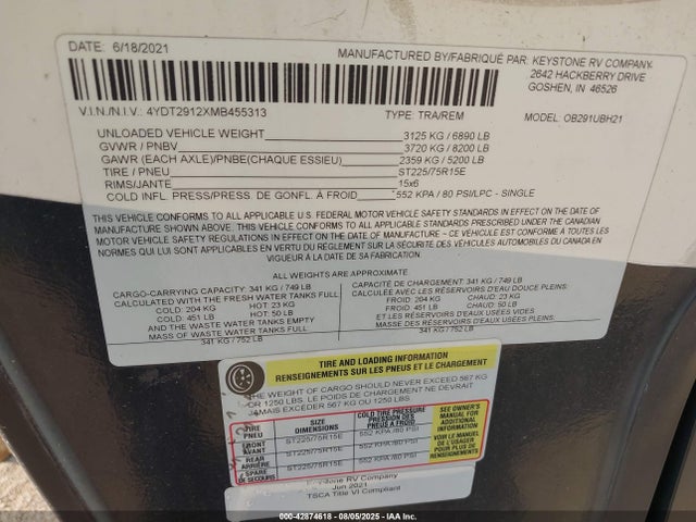4YDT2912XMB455313 Keystone keystone