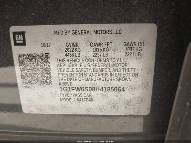 1G1FW6S08H4185064 Chevrolet 2017