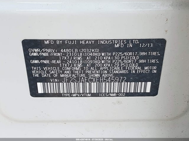 Subaru 2.5na u5 2014 JF2SJAECXEH545972 Image 17