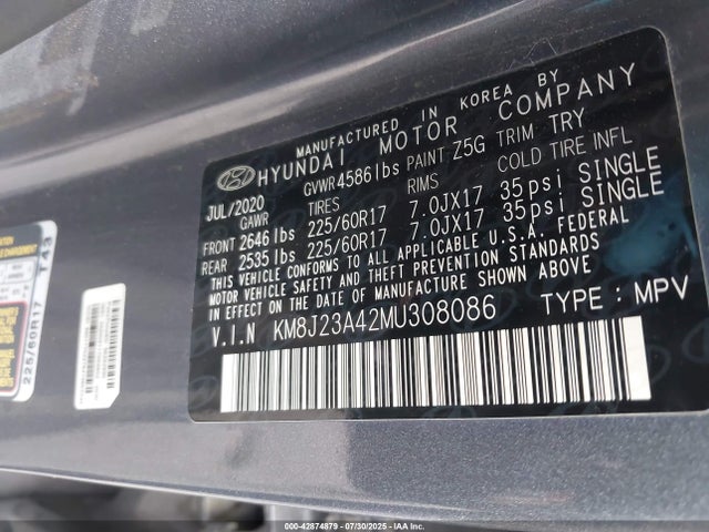 Hyundai gdi nu 2021 KM8J23A42MU308086 Image 9