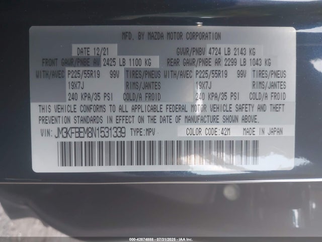 Mazda py cylinder deactiviation 2022 JM3KFBEM8N1531339 Image 9