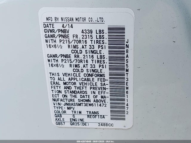 Nissan Rogue Select S 2014 JN8AS5MT3EW611472 Image 9