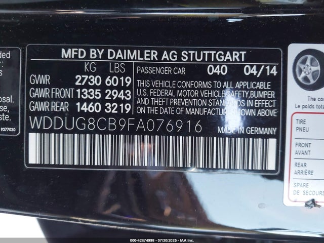 Mercedes-Benz S-Class 2015 WDDUG8CB9FA076916 Image 9