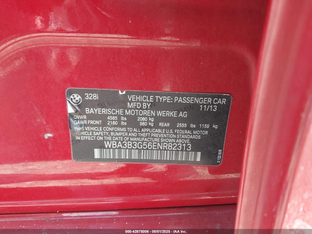 BMW 328I 2014 WBA3B3G56ENR82313 Image 9