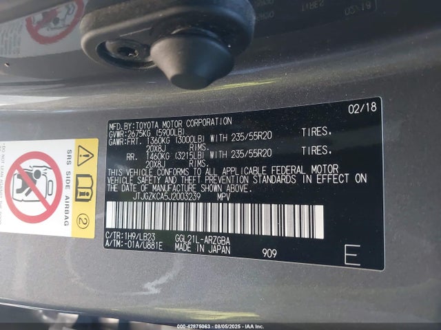 Lexus 2gr-fks 2018 JTJGZKCA5J2003239 Image 9