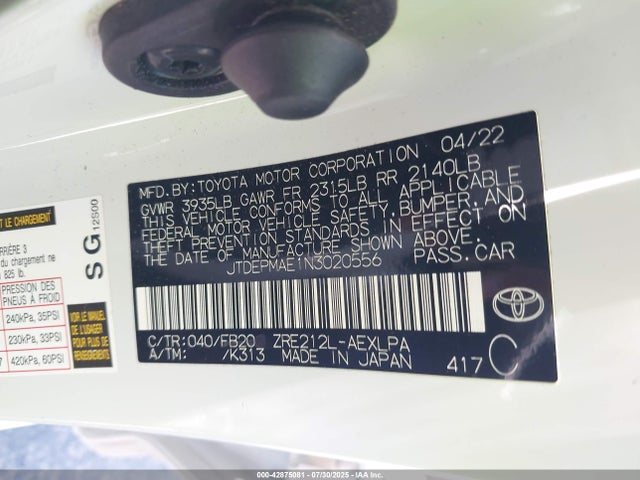 JTDEPMAE1N3020556 Toyota 2zr-fae