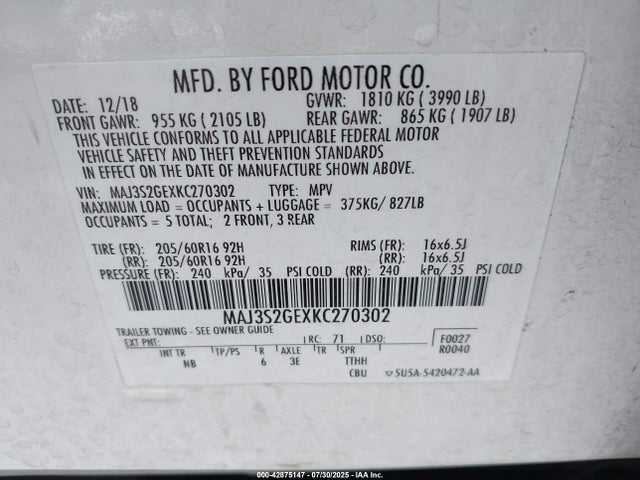 Ford 2019 2019 MAJ3S2GEXKC270302 Image 9