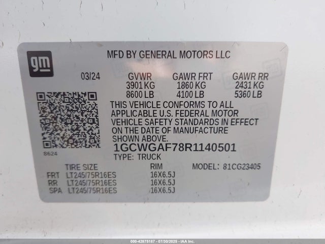 1GCWGAF78R1140501 Chevrolet l8t