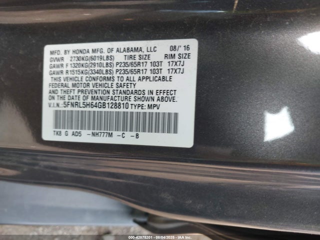 5FNRL5H64GB128810 Honda j35z8