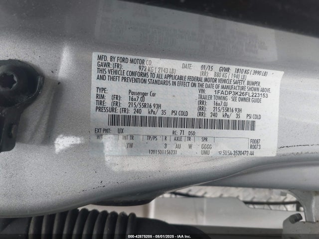 Ford Focus 2015 1FADP3K26FL223153 Image 9