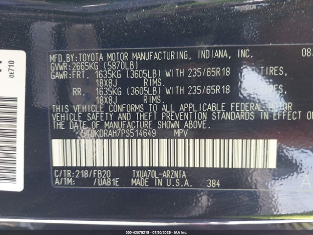 Toyota t24a-fts 2023 5TDKDRAH7PS514649 Image 9