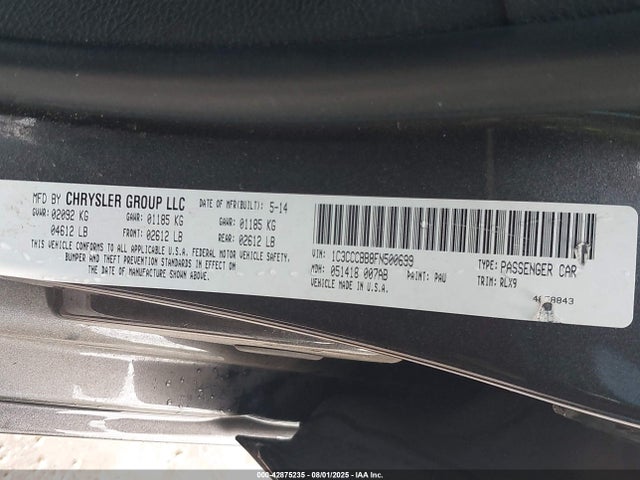 Chrysler 200 2015 1C3CCCBB8FN500699 Image 9