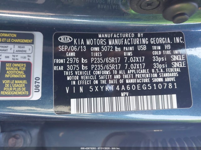 5XYKT4A60EG510781 KIA dohc t-gdi theta-ii