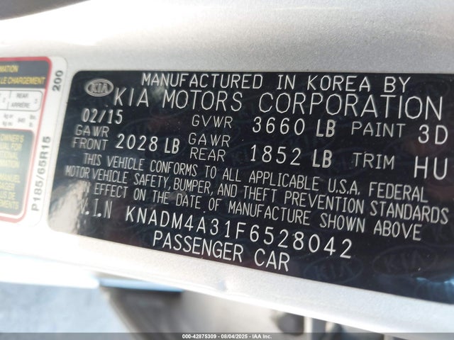 KIA dohc gamma 2015 KNADM4A31F6528042 Image 9