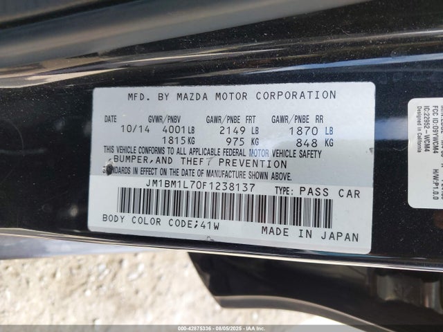 JM1BM1L70F1238137 Mazda pe