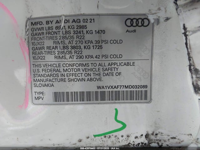 2021 AUDI Q7 WA1VXAF77MD032089 Photo 8