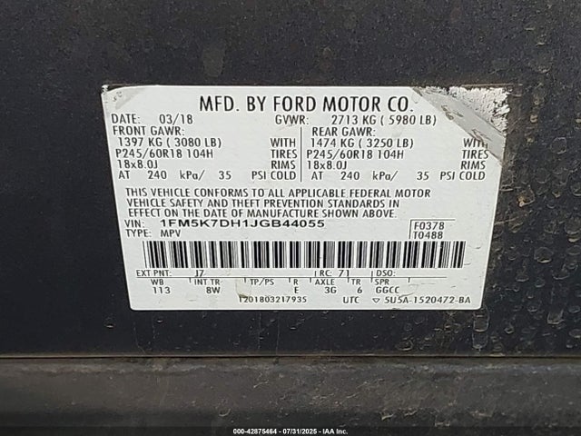 Ford 2.3l gtdi 2018 1FM5K7DH1JGB44055 Image 9