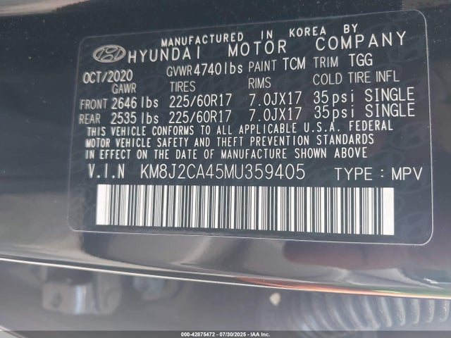 Hyundai gdi nu 2021 KM8J2CA45MU359405 Image 9