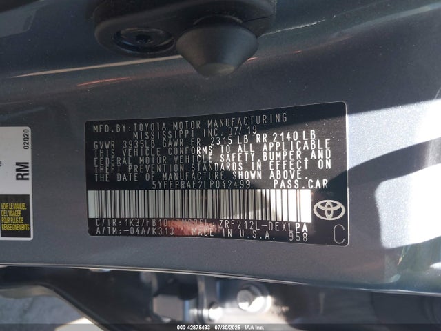 Toyota 2zr-fae 2020 5YFEPRAE2LP042499 Image 9