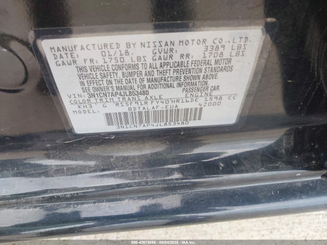 3N1CN7AP4JL853480 Nissan 2018