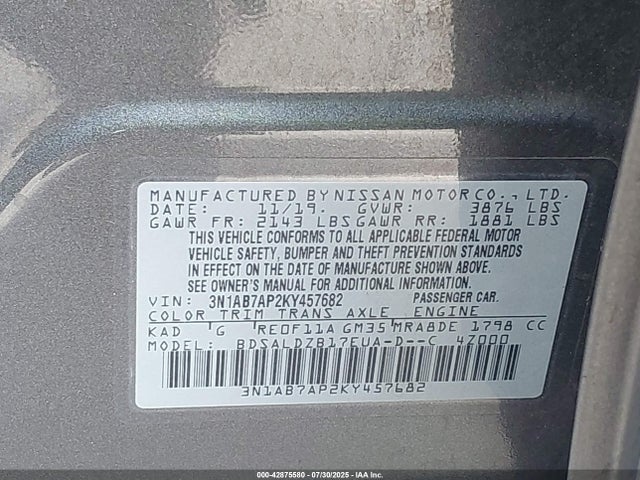 Nissan 2019 2019 3N1AB7AP2KY457682 Image 9