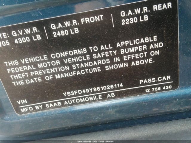 2006 SAAB 9-3 YS3FD49Y861026114 Photo 8
