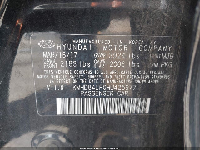 KMHD84LF0HU425977 Hyundai 2017