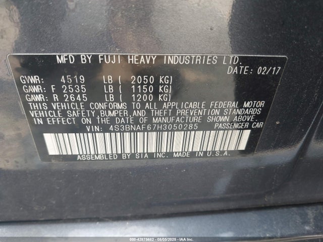 Subaru u5 2017 4S3BNAF67H3050285 Image 9