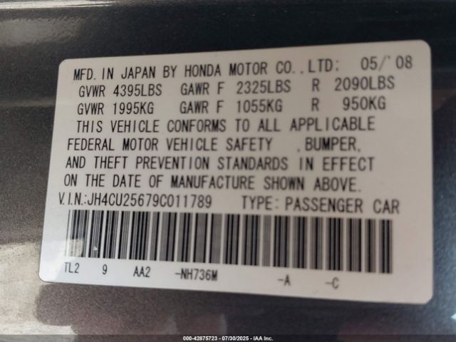 2009 ACURA TSX JH4CU25679C011789 Photo 8