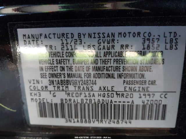 Nissan Sentra 2024 3N1AB8BV9RY248744 Image 9