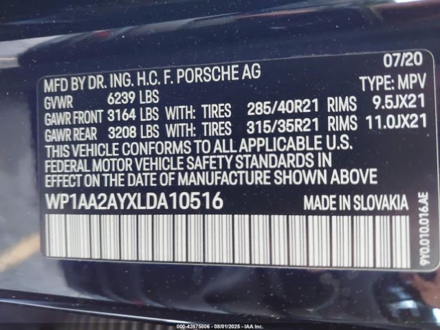 2020 PORSCHE CAYENNE WP1AA2AYXLDA10516 Photo 8