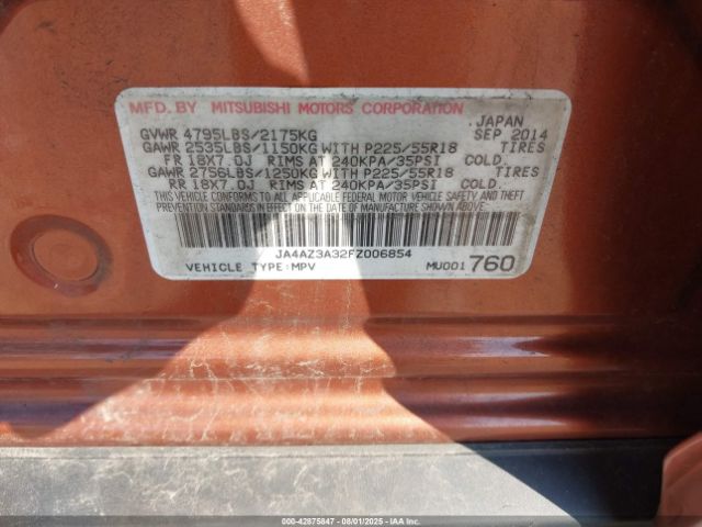 2015 MITSUBISHI OUTLANDER JA4AZ3A32FZ006854 Photo 8