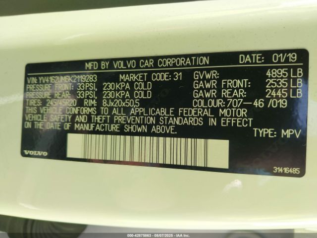 2019 VOLVO XC40 YV4162UM6K2119283 Photo 8