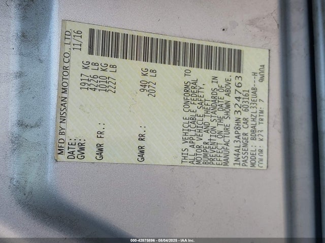 1N4AL3AP8HN324763 Nissan 2017