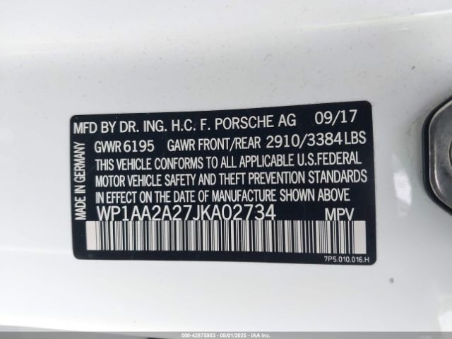 2018 PORSCHE CAYENNE WP1AA2A27JKA02734 Photo 8