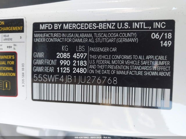 Mercedes-Benz m274 2018 55SWF4JB1JU276768 Image 9