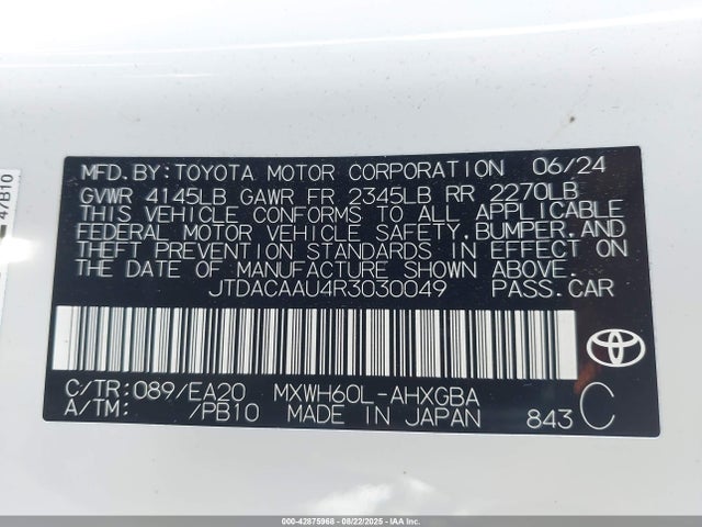 JTDACAAU4R3030049 Toyota m20a-fxs
