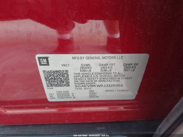 Aukcja sprzedaży 2018 Buick Enclave Premium, vin: 5GAEVBKW0JJ120494, numer aukcji: 42875969