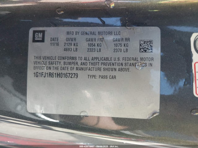 1G1FJ1R61H0167279 Chevrolet lt4 - di: direct injection, sc, afm, vvt: variable valve timing, alum