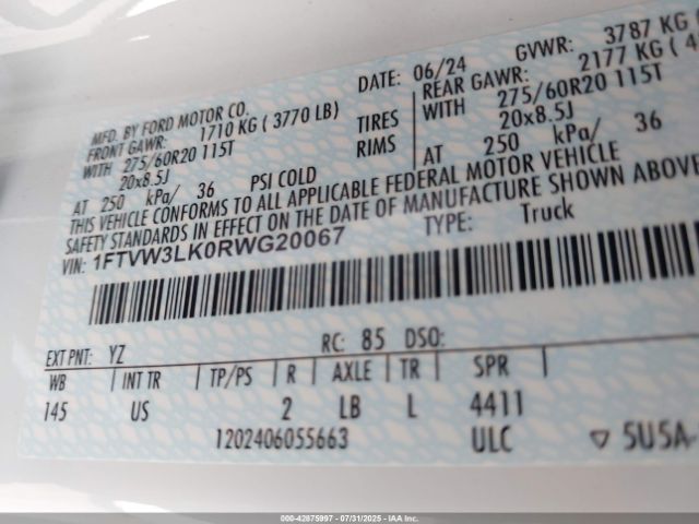 2024 FORD F-150 LIGHTNING 1FTVW3LK0RWG20067 Photo 8