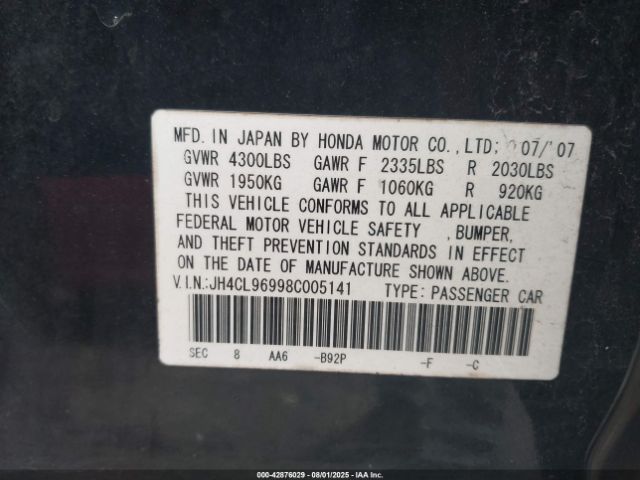 2008 ACURA TSX JH4CL96998C005141 Photo 8