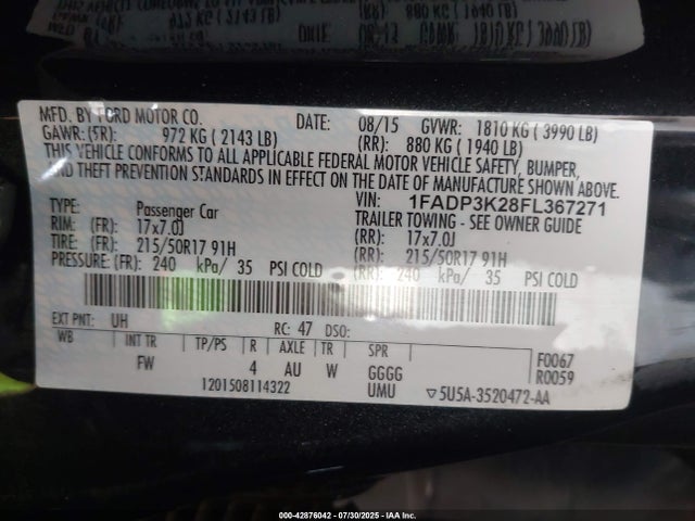 Ford 2015 2015 1FADP3K28FL367271 Image 9