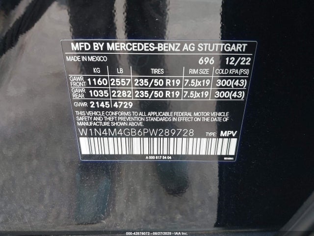W1N4M4GB6PW289728 Mercedes-Benz m260