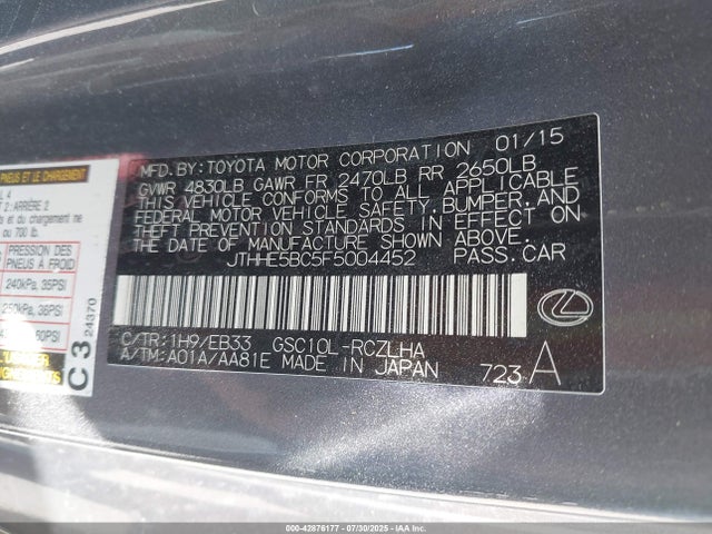 Lexus 2gr-fse 2015 JTHHE5BC5F5004452 Image 9