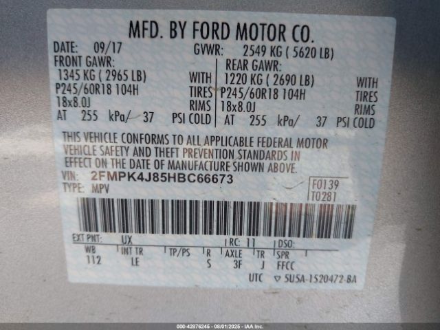 2017 FORD EDGE 2FMPK4J85HBC66673 Photo 8