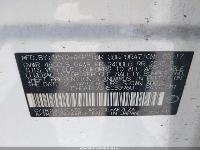 Lexus 8ar-fts 2017 JTHBA1D23H5053960 Image 9
