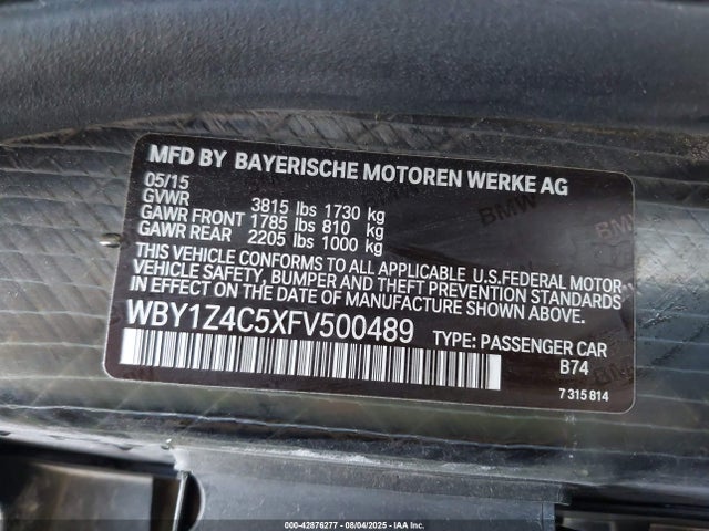 WBY1Z4C5XFV500489 BMW I3