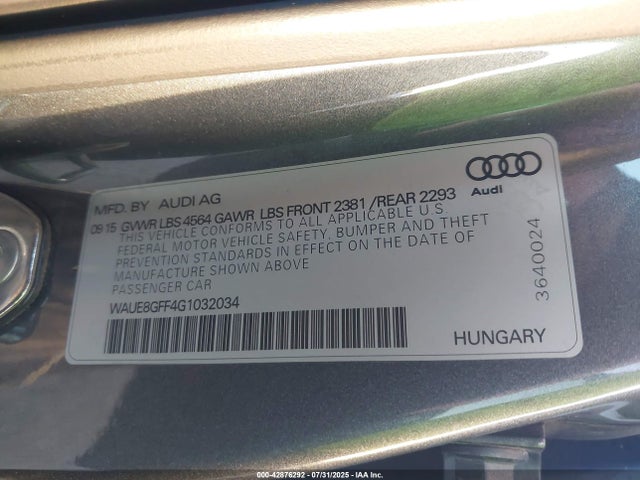 2016 AUDI A3 WAUE8GFF4G1032034 Photo 8