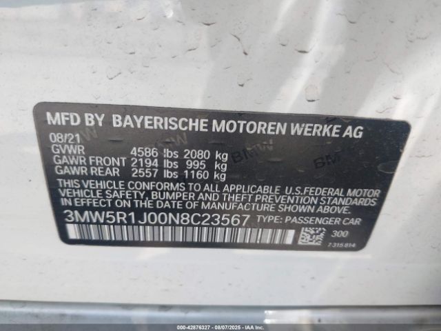 2022 BMW 330I 3MW5R1J00N8C23567 Photo 8
